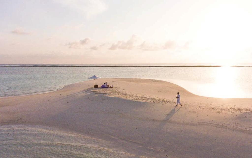 Let our boat sail you over to a private sandbank where a continental breakfast