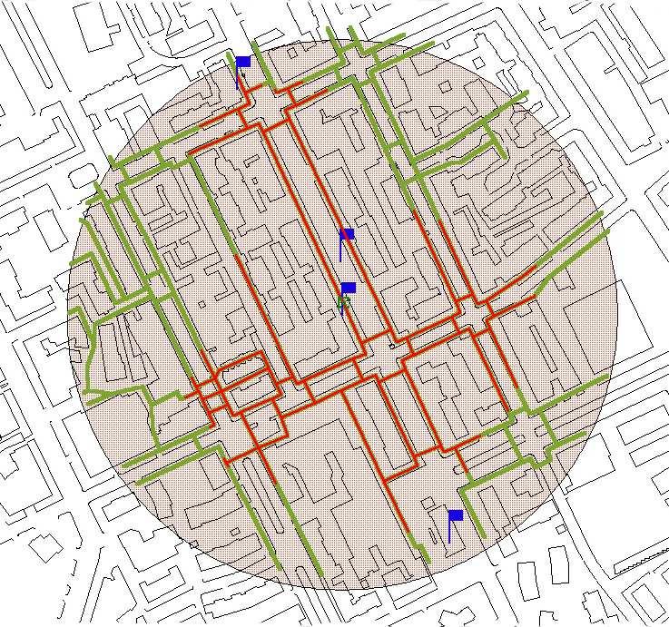 288 G. Salvo, S. Sabatini Figure 1. Least cost path through walk network The accurate survey of pedestrian network round the bus stop has allowed data collection about each link.