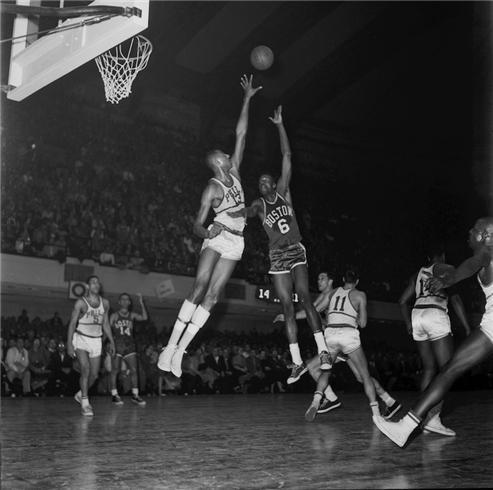 C Jones as point guard, Sam Jones as shooting guard, Frank Ramsey as small forward and guard, and last but certainly not least Bill Russell playing center.
