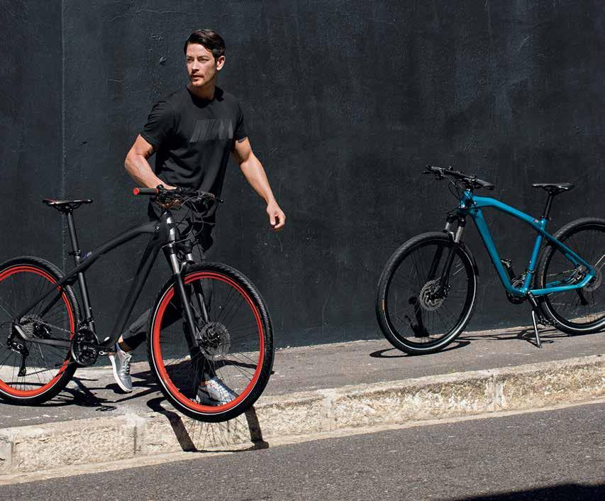 A STATEMENT FOR MINIMALISM. Cruise M Bike. The Cruise M Bike is made of aluminum and comes with a SunTour suspension fork, disc brakes and a Shimano shift system with 30 gears. Carbon seat support.