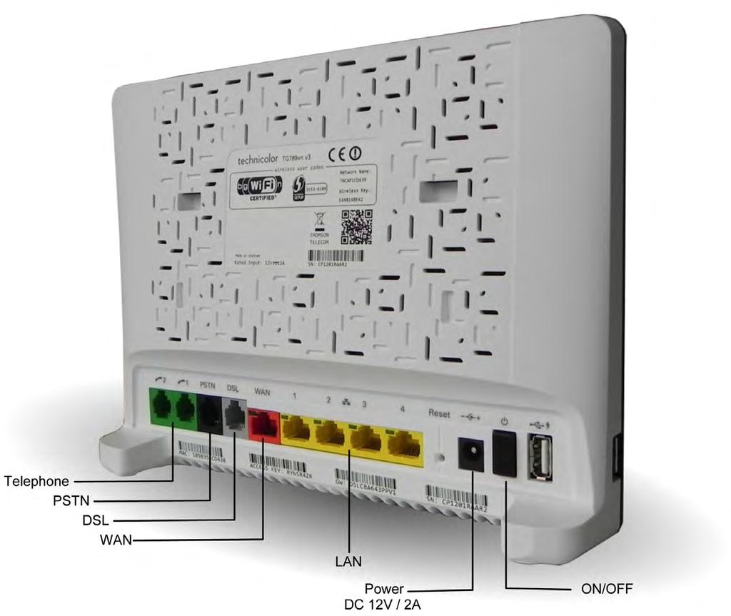 2.3. Pieslēguma pārbaude Barošanas bloku pieslēdziet elektrotīklam (220 V). Pārbaudiet, vai modems ir pieslēgts elektrotīklam jāspīd gaismas indikatoram Power zaļā krāsā (sk. 3.2. attēlu un tabulu).