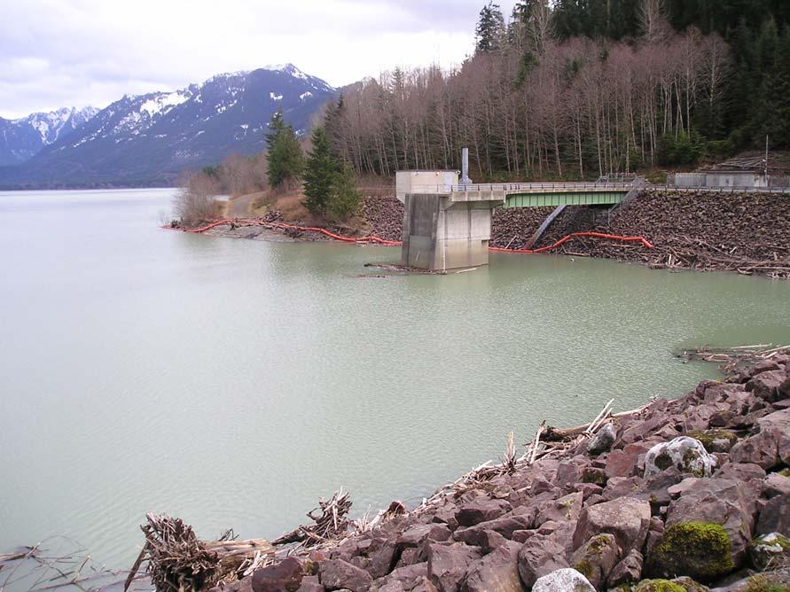 Figure 2-4. Photograph of Spada Lake Powerhouse Intake Structure 2.2.2 Controlled-Flow Diversion Tunnel measured monthly) to achieve the desired temperature downstream at the Diversion Dam.