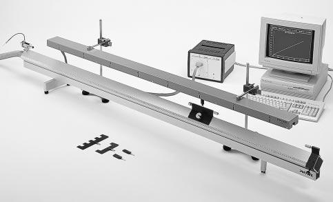 The air track rail used with the COMEX System including the tracking plug-in unit and the light barrier rail.