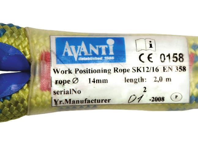 AVANTI Work Positioner SK14 5. Application period Under normal use conditions or non-use, textile ropes should be withdrawn from use after 8 years. 6.