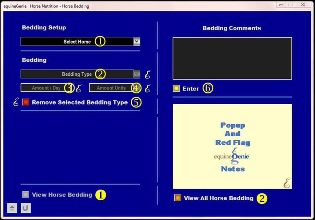 Horse Nutrition Bedding Path: Home: Horse: Nutrition Bedding: Bedding There is a prerequisite setup required before a horse s bedding can be setup.