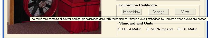 Blower Model: Before starting any test, ensure that the calibration certificate is correct for the blower that you are using.