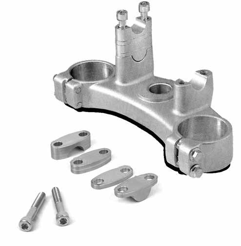 6 mm OVERSIZE HANDLEBARS SILVER WDL-9012 PRO-MOUNT ADAPTER MOUNTING KIT - FOR INSTALLATION OF OVERSIZED BARS ON STOCK TRIPLE CLAMPS - CNC MACHINED ALUMINUM -