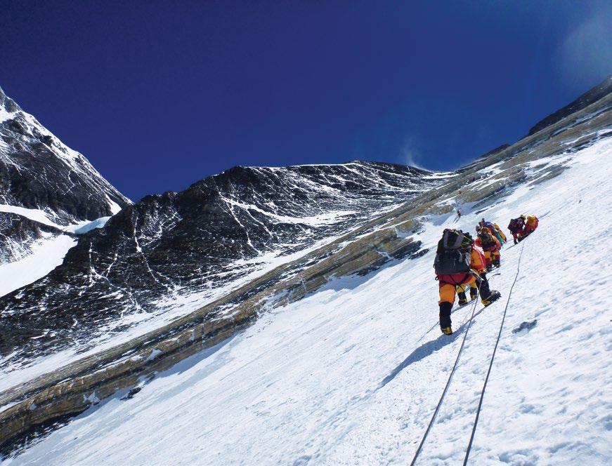 Climbers moving up the Lhotse Face towards the Yellow Band and the Geneva Spur A few other climbers were about here and there, but not the crowds I had heard of in fact, I hadn t experienced this at