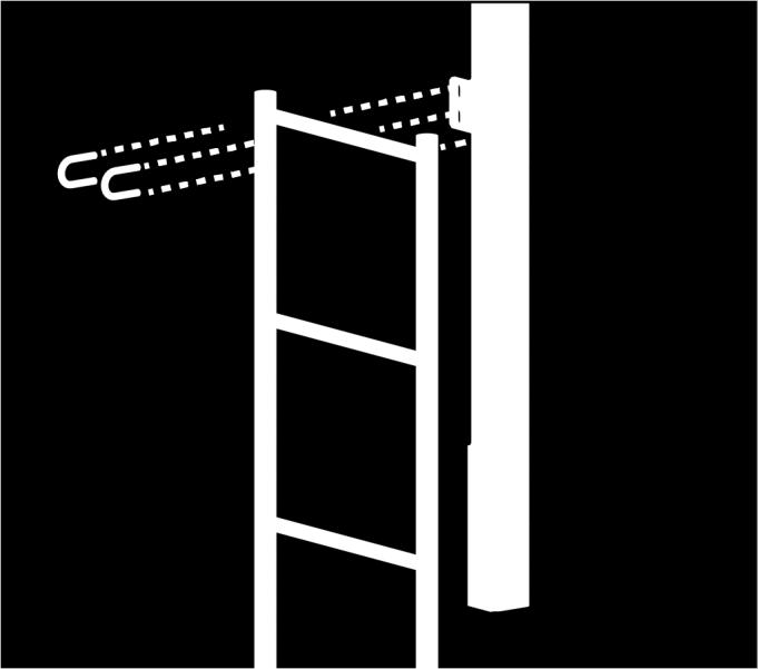 Extension post top anchor installation Climb ladder using a recognised safe method of climbing for first man up i.e. twin lanyard system to give continuous attachment.