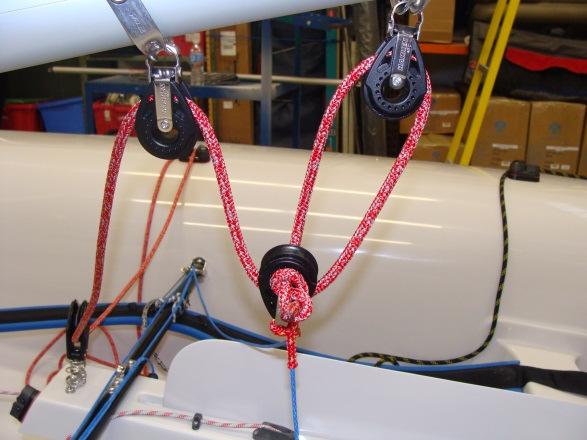 8. Install Mainsheet. The mainsheet is the 7mm red line in your line kit.