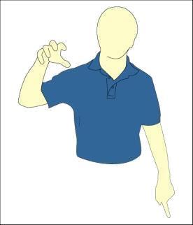 ball the hand open out with its palm towards the Rule: referee s body 6.