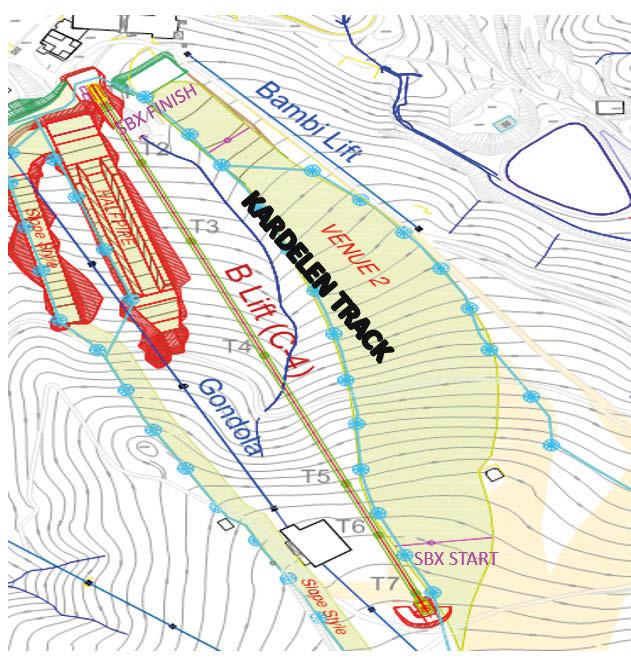 78 Race Slope of SBX İndividual and Mixed Team Competition LAYOUT / PROFILE Track name and/or description Boarder cross =ski cross Elevation of starting point (m) 2655
