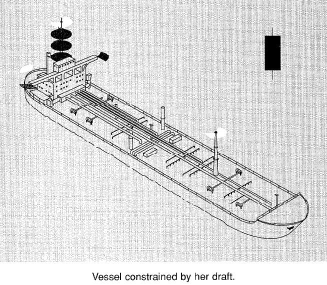 -INTERNATIONAL- Lights and Shapes RULE 28 Vessels Constrained by Their Draft A vessel constrained by her draft may, in addition to the lights