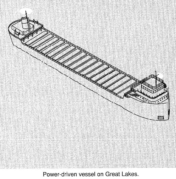 -INLAND- Lights and Shapes RULE 23-CONTINUED (d) A power-driven vessel when operating on the Great Lakes may carry an all-round white light in lieu of the second masthead
