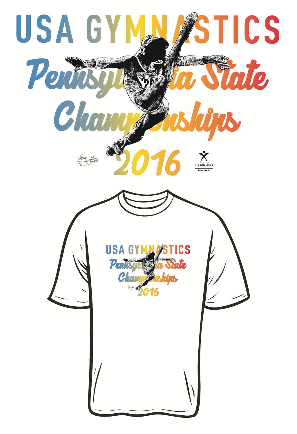 Official Pennsylvania USA Gymnastics Commemorative Shirts These Shirts are high quality, name brand apparel in a 50/50 blend.