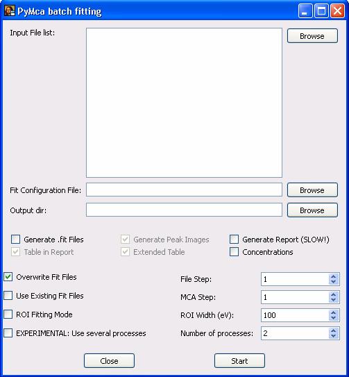 Advanced Fit Batch processing Select the input files Select the fit