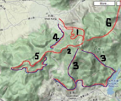 summary of just a few of the potential trails, which are marked on the attached map: Trail 1 Tai Mo Shan to Shek Kong.
