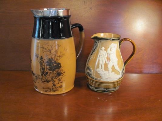 condition.. Sale price @ $5,750 39. Copeland, 7 Spode Jug, oliver green ground with white relief golfer and caddie scene, in excellent condition Sale price @ $750 40.