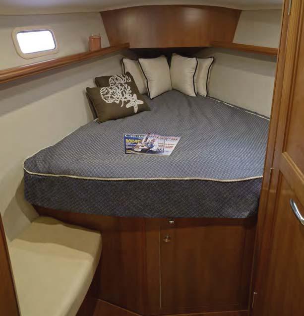 The forward facing nav station and expansive galley loaded with storage space distinguish the Hunter 40 as a boat without