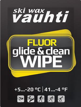 CLEAN &GLIDE Vauhti Clean & Glide cleans effectively the glide zones from dirt, creates a hard, dirt-resistant coating, and improves the performance of the glide waxes on top of it.