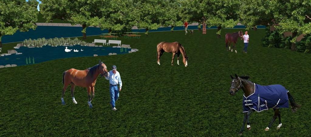 horse-training facilities and green space.