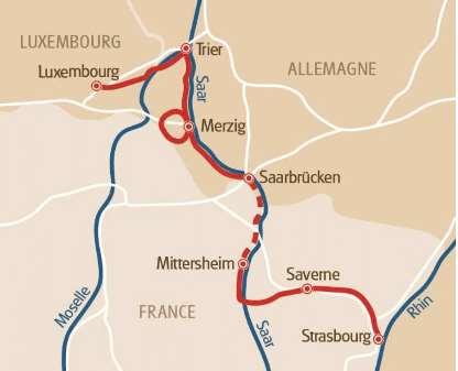 Route Tour Profile: Moderate. You will ride mainly on cycle paths along the canals and waterways. The paths are mainly flat until Trier.