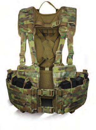 This harness has a front chest and dual waist quick adjust loop locks so that if you are moving from a standing to squatting