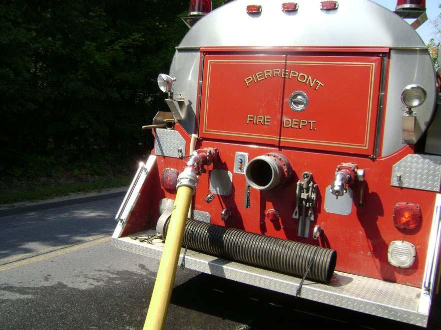 Test Results: Tanker 35 Single, 2-1/2 fill hose connected to the 2-1/2 direct fill 4 minutes, 56 seconds 365 gpm Single,