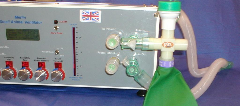 Pneumatic connections Merlin does not need a pressurised gas supply to drive the piston or cylinder so the only gas connections are those to and from the anaesthetic machine and to and from the