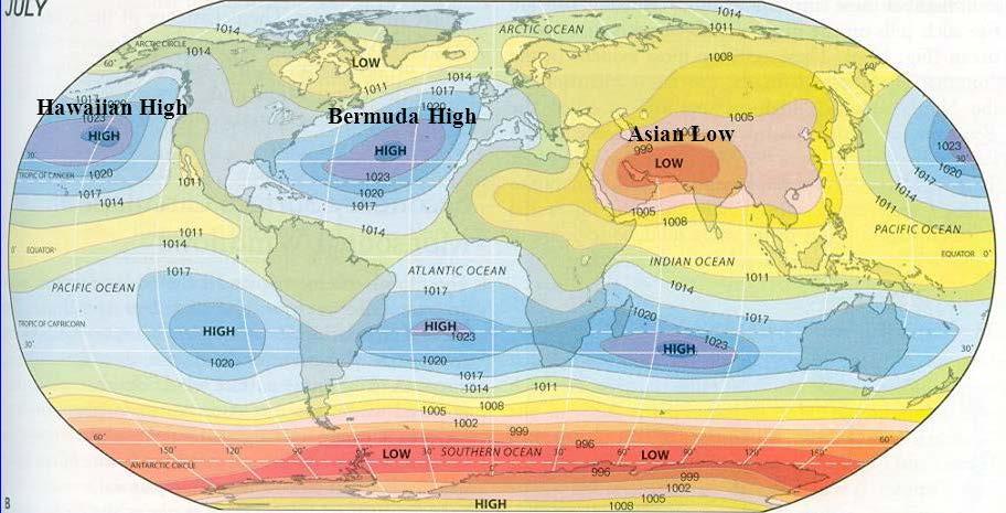 The Bermuda High (onshore moisture