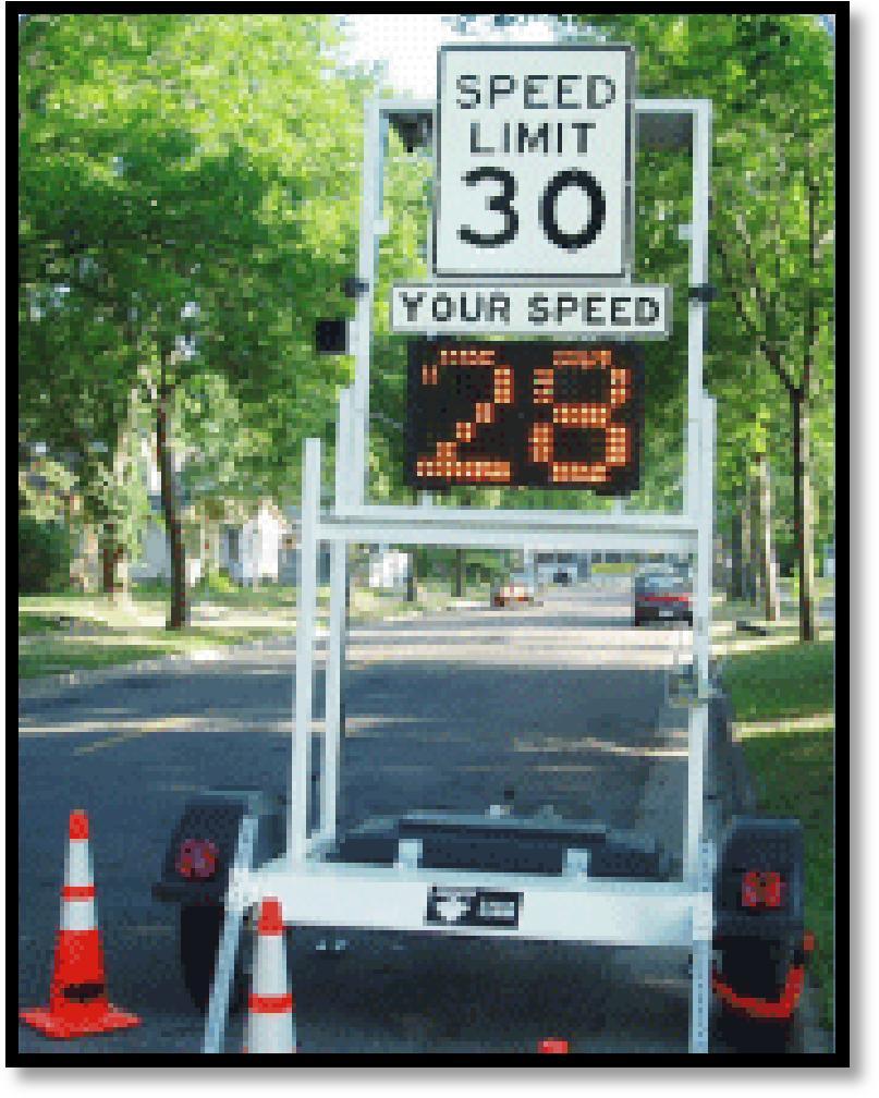 Existing Issues and Challenges Example of a mobile speed wagon that displays driver speeds.