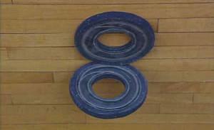 Pucks Floor hockey pucks are donut shaped felt pucks with a center hole of 10cm (4 inches), a diameter of 20cm (8 inches), a thickness of 2.