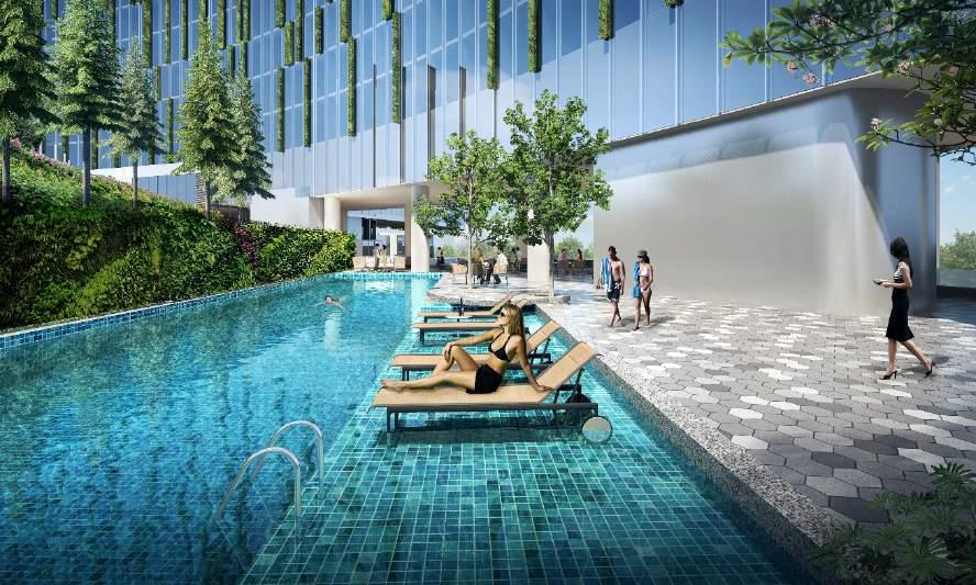Integrated facilities & Comfort Two 35-metre swimming pools (infinity pool and lap pool) 24-hour fitness centre, a tennis court and kid s corner Free Wi-Fi, imac and
