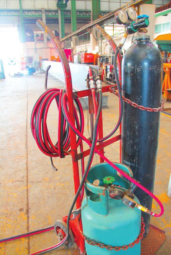 INTRODUCTION TO AGRICULTURAL POWER AND TECHNOLOGY The work area should be kept free of grease, oil, and flammable materials because sparks can fly several feet and cause a fire.