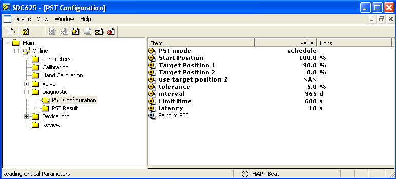 8.4 How to run PST on the HART communication 8.4.1 Set PST configuration Check the Parameter values in PST Configuration under Diagnostic and configure them if you require. 8.4.2 Run PST There are 2 ways to run PST.