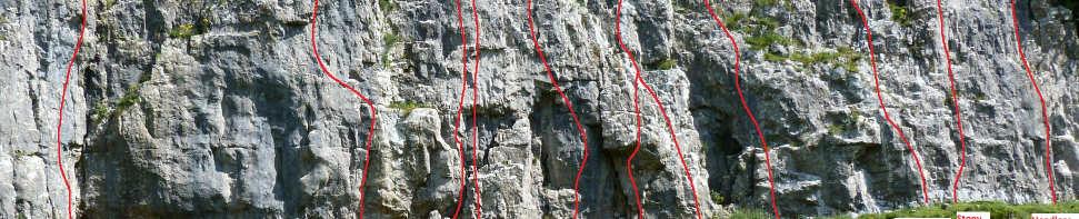 Main Buttress Dead Kinky 17m F6b+ * Climb the pillar at right-angles to the main wall to a