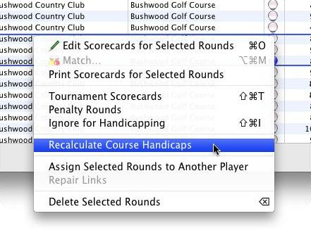 146 Calculating Handicaps In the player s list of rounds, those rounds after the effective date whose scoring is not complete will have their playing handicaps recalculated.