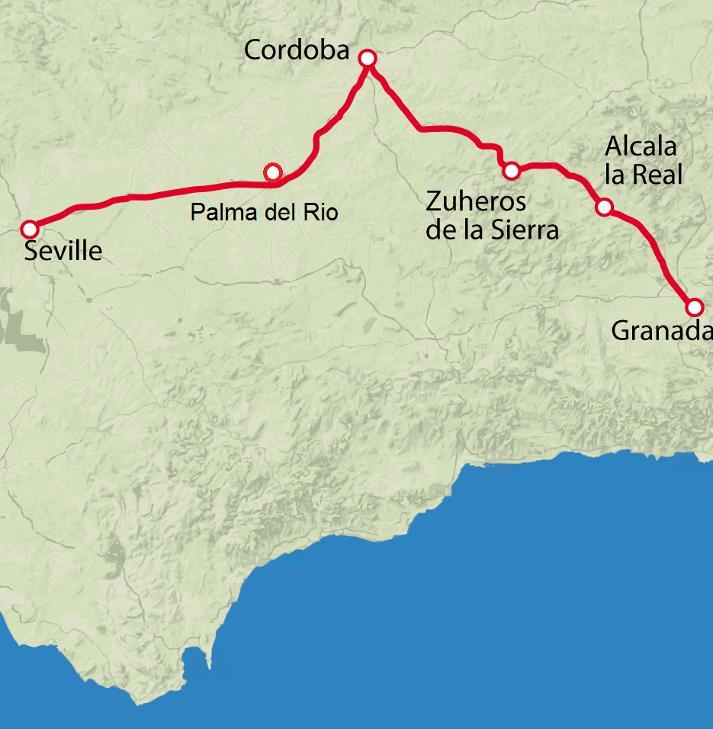 SPAIN THE GEMS OF ANDALUCIA SEVILLE TO GRANADA GUIDED CYCLE TOUR 8 Days / 7 Nights - 280 KM Art, culture, history, scenery, food, wine, villages, cycling.