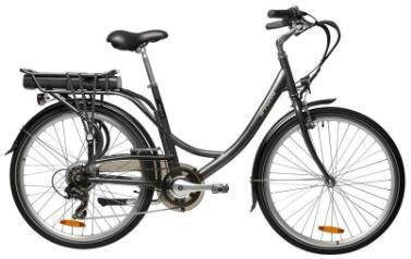 All bikes have a rear carry rack (without panniers) and a front waterproof carry bag that connects to the handlebars (not displayed). Bike frames come in MALE and FEMALE designs.