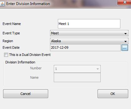 Step 1 Event Setup/Modify Division information Before each Event, the Scoring System needs to be set up and ready for use during the