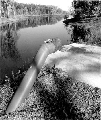Drain A combination outlet pipe and drainpipe is highly desirable for pond management. It can be used to drain the pond for various fish management practices, pond repairs, or emergency situations.