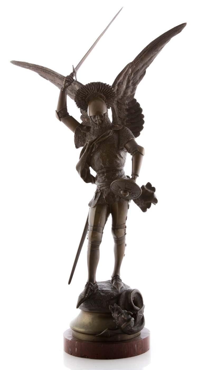 $2,500-3,000 200B Emmanuel Frémiet, Saint Michael bronze figure (French, 1824-1910), modeled as Archangel Saint Michael, in