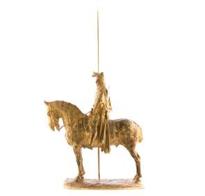 200C Emmanuel Frémiet (French, 1824-1910) bronze figure modeled as Duke d Orleans (1372-1407), on horseback, holding lance, signed in cast, EFremiet, to top of lance, 29 in H Est $2,000-3,000 201