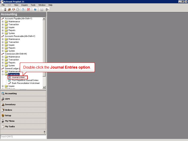 Slide 3 - i--double-click the Journal Entries option