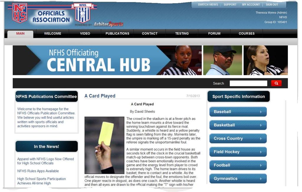 NFHS Officials Association Central Hub www.nfhs.arbitersports.