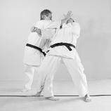 an ipponken over the attacking arm and to a point under the chest muscle of the attacker