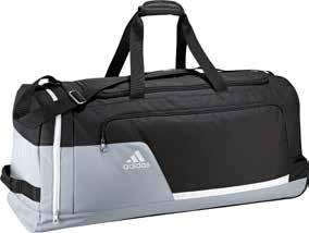 PAGE 38 hardware accessories > bags Black / Silver / White Z35662 TIRO trolley Extra Large Wheels Main Material: 100% Polyester, Plain Weave, 475g Ventilated Shoe Compartment With Mesh Insert Padded