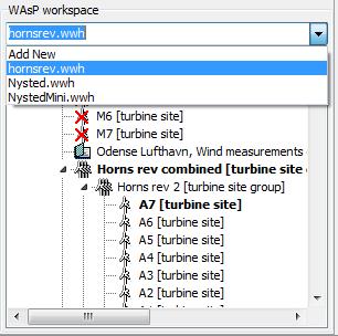 Workspace data Wind farm information is stored in WAsP workspace files.