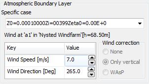Reference wind The flow field is defined by a speed and direction at the height of the selected reference site which you select by a click on the object hierarchy.