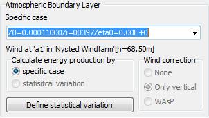 Atmospheric boundary layer statistics single-wake, windfam-wake and other results for a specific wind are calculated for the selected case.